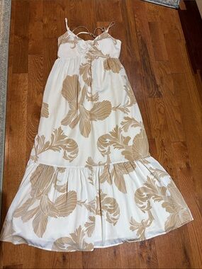 Express White Sundress with Tan Floral Print